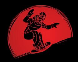 Snowboarder Action Snowboard Player Sport Cartoon Graphic vector
