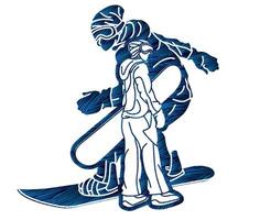 Silhouette Snowboarder Mix Action vector