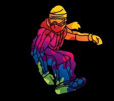 Graffiti Snowboarder Action Snowboard Player vector