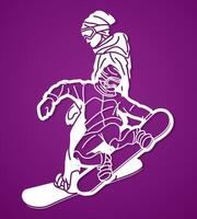 Snowboarder Mix Action Snowboard Sport Player Cartoon Graphic vector