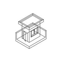 Building Isometric Line Art Modern Architecture Business Creative Design Logo vector