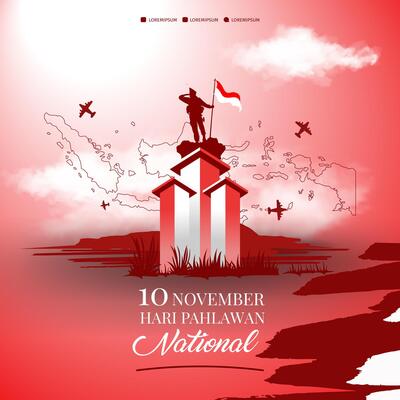 Happy Indonesian National Heroes Day. Illustration Banner and poster template