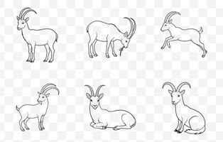 Print Ibex Line Art Set Featuring Stunning Designs for Artistic Projects and Graphic Use vector