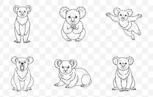 Print Elegant and Artistic Koala Line Art Set for Creative Projects and Design Needs vector