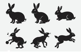 Print Ultimate Rabbit Silhouette Set, Perfect for Graphic Design, Crafts, and More vector