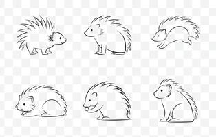 Print Ultimate Porcupine Line Art Set, Stunning Designs for Creative Projects vector