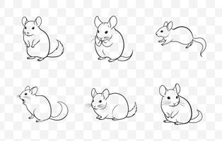Print Chinchillas Line Art Set for Creative Projects and Graphic Design vector
