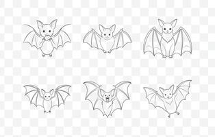 Print Ultimate Collection of Bat Line Art Set for Creative Projects and Design Needs vector