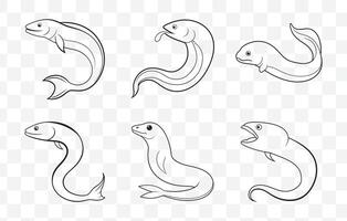 Print Comprehensive Collection of Intricate Eel Line Art Set for Diverse Creative and Artistic Projects with Detailed and High Quality Designs vector