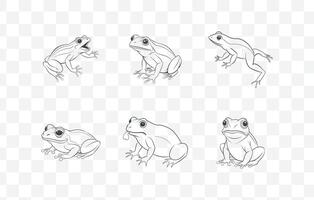 Print Comprehensive Collection of Detailed Frog Line Art Illustrations for Creative Design Projects and Artistic Endeavors vector