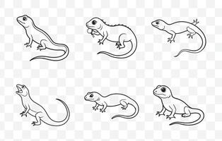 Print Lizard Line Art Set Collection of Intricate and Unique Designs for Creative Projects vector