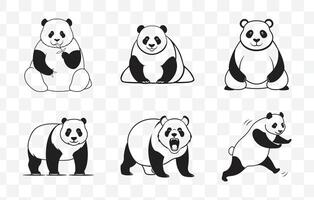 Giant Panda Line Art Set for Graphic Design and Illustration Projects Featuring Cute Panda Designs vector