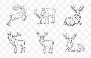 Print Elk Line Art Set for Graphic Design Projects and Creative Artwork vector