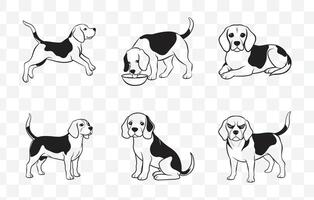 Print Ultimate Beagle Line Art Set for Stunning Designs vector