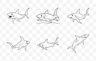 Print Hammerhead Shark Line Art Set High Quality Outline Drawings of Hammerhead Sharks for Digital Design and Print vector
