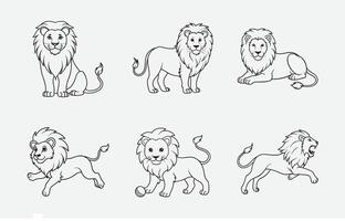 Print Majestic Lion Line Art Set, A Stunning Collection for Your Creative Projects vector