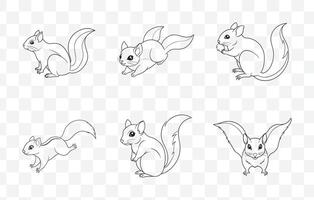 Print Comprehensive Collection of Detailed Flying Squirrel Line Art Illustrations Perfect for Design Projects vector
