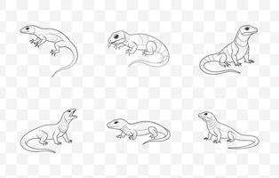 Print Monitor Lizard Art Set Detailed Illustrations and Graphics for Design and Decoration vector