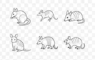 Print Comprehensive Collection of High-Quality Armadillo Line Art Set for Illustrators and Designers Featuring Diverse and Detailed Armadillo Illustrations vector