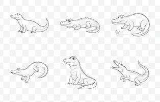 Print Comprehensive Collection of Alligator Line Art Illustrations for Diverse Artistic and Design Needs vector