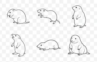Print Comprehensive Mole Line Art Set for Creative Projects and Illustrations vector
