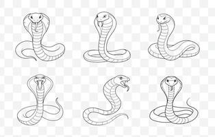 Print King Cobra Line Art Set with Detailed Illustrations and Creative Designs for Graphic Projects vector