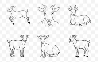 Print Extensive Collection of Goat Line Art Illustrations for Versatile Use in Design Projects vector