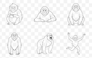 Print Orangutan Line Art Set Collection of Detailed and Beautiful Designs vector