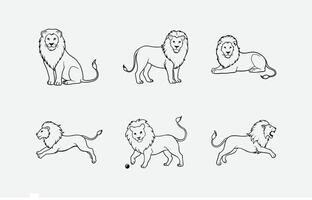Print Stunning Lion Line Art Set, Perfect for Your Creative Projects vector