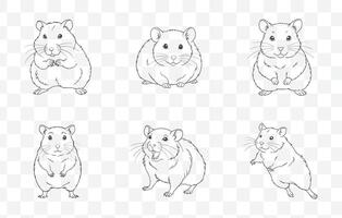 Hamster Line Art Set Cute and Detailed Hamster Illustrations for Crafting and Design Projects vector