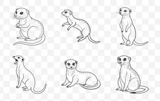 Print Complete Meerkat Line Art Set for Artistic and Creative Designs vector