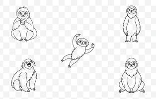 Print Sloth Line Art Set Featuring Unique Illustrations for Creative Projects and Design Inspiration vector