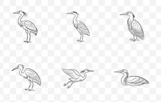 Print Elegant Bittern Line Art Set Perfect for Illustrations Posters and Graphic Design vector