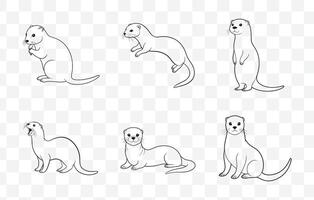 Print Otter Line Art Set Featuring Playful and Adorable Otter Designs for Creative Projects vector