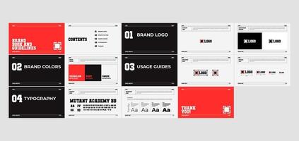 Minimal Black and Red Professionaly Designed Brand Guideline vector