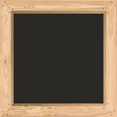 Blank blackboard with whitewashed wooden frame square shape graphic illustrated. Cut timber chalkboard for menu or any message.