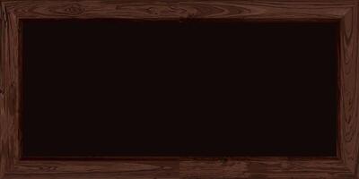 Blank blackboard with dark wooden frame rectangle shape graphic illustrated. Cut timber chalkboard for menu or any message. vector