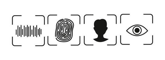 Biometric Security Icons white icons are displayed in a row vector