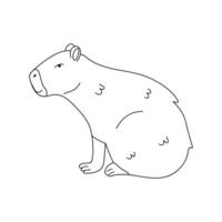Line Drawing of a Sitting Capybara vector