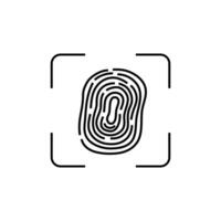 A fingerprint scan icon with a square frame around it. vector