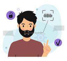 Man Using Facial Recognition for Security vector