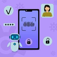 Voice Recognition Unlock on Smartphone vector