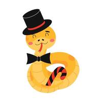 Smiling Snake With Top Hat and Bow Tie vector