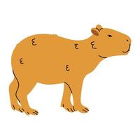 A simple, cartoon illustration of a capybara standing on a white background. vector