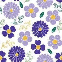 Seamless hand drawn purple floral pattern background. vector