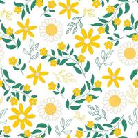 Seamless Pattern Yellow Flower Background vector