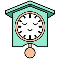 A cartoonish alarm clock with a sleeping face. The clock is green and white vector