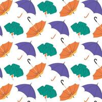 Seamless pattern with umbrellas. Umbrella season print. illustration. Flat hand drawn style. vector