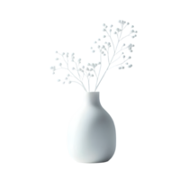 White vase with flowers on transparent background png