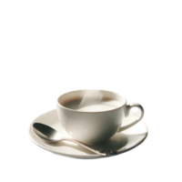Cup of coffee on a saucer with a spoon isolated from background png